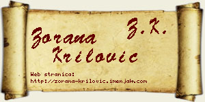 Zorana Krilović vizit kartica